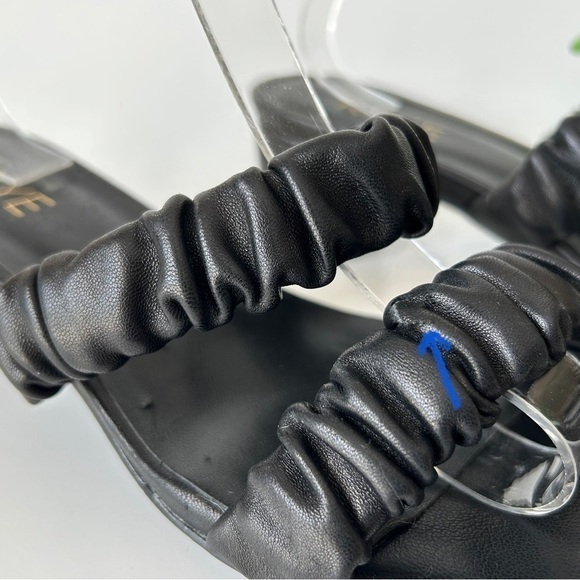 Revolve Raye Posh Sandals Ruched Two Strap Black Leather Block Heel Mule Size 9 - Picture 14 of 14